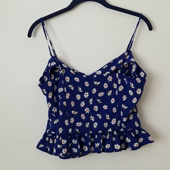 Topshop Blue Floral Print Sleeveless Top in Size 8 - Picture 9 of 10